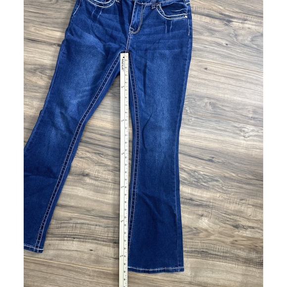 Women's Bamboo Jeans Size 7 Western Style Boot Cut Dark Blue - Picture 2 of 9